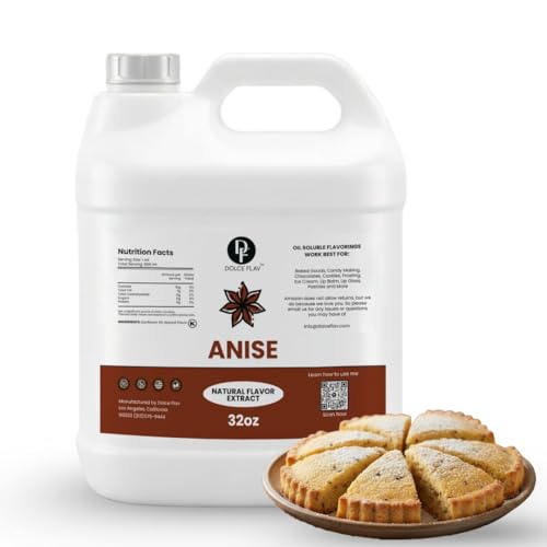 Dolce Flav Anise Flavoring Oil for Baking and Candy, Restaurant Size, 32 Oz