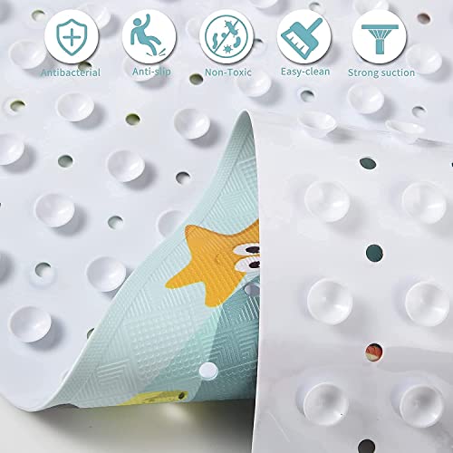 Tubozadi Bath Mat For Tub For Kids Non Slip Baby Bathtub Mat Extra Long 40X16 Inch Anti Slip Bathroom Toddler Shower Mat With Suction Cups & Drain Holes,Machine Washable (Sea World) #TOP4