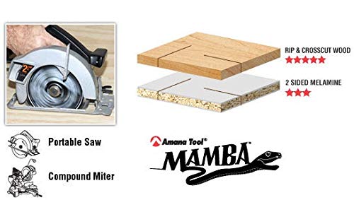 Amana Tool Mamba MA8560 Carbide Tipped Thin Kerf Circular Saw Blade for Wood Plywood, Laminate, 8-1/2 Inch Dia x 60T, ATB+F, 8 Deg, 5/8 Bore, Fine Cut