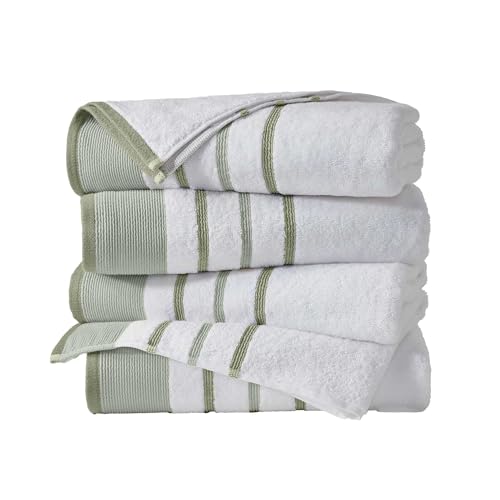Decorative Bath Towel Set - Luxury Cotton 4 Pack 54x27 Bath Towel Set - Luxurious, Ultra-Soft, Durable Towels for Bathroom Decor (Desert Sage Green/Moss Green)