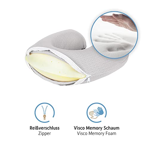 Komfortec Reisekissen, Memory Schaum Nackenhörnchen, Nackenkissen für Flugzeug, Auto, Bus, Zug und Camping U-Form Memory Foam Travel Pillow, Leicht, Grau - Image 5