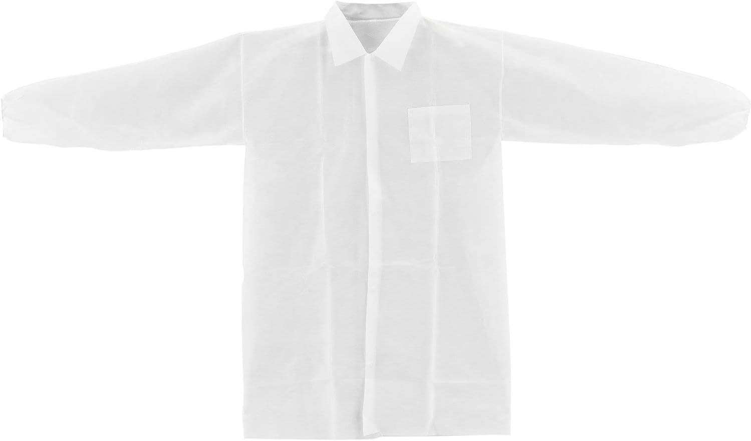 Global Industrial Disposable Polypropylene Lab Coat, Elastic Wrists, Snap Closure, LG, 25/Case