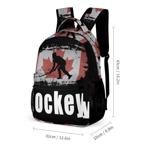 Canada Hockey Canadian Flag Backpack Shoulder Bags Lunch Bag Pencil Case Box 3 Set Daypack Cute2