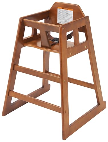 Winco Solid Wood Commercial Grade Stackable High Chair for Restaurant & Home, Walnut