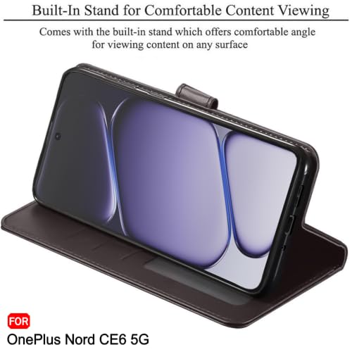 Image of TheGiftKart Flip Back Cover Case for OnePlus Nord CE 6 5G | Dual-Color Leather Finish | Inbuilt Stand & Pockets | Wallet Style Flip Back Case Cover for OnePlus Nord CE6 (Faux Leather, Coffee & Brown)