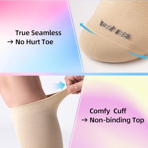 4 Pairs Light Compression Socks for Women Men 15-20 mmHg - Knee High Support for Daily Wear, Travel, Pregnancy, Nurses4