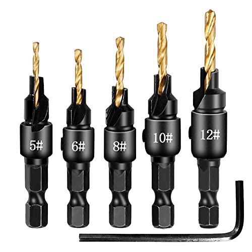 Teogneot Hexagonal Shank Drill Bit Woodworking Drill Masonry Drill Set including Hex Key