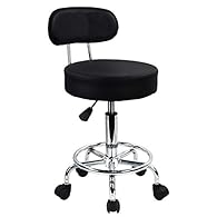 The Seat Height adjusts from 51.6 to 66.7cm, Seating diameter: 35cm, Height of backrest:22cm; Ergonomic Comfortable Rolling Stools:it's ergonomically designed with a backrest for optimal support; 8cm thick PU Leather cushion, water proof and wear res...