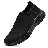 konhill Women's Slip On Sneakers Non Slip Walking Shoes Breathable Mesh Work Casual Lightweight Tennis Workout Shoes 5 US All Black,35