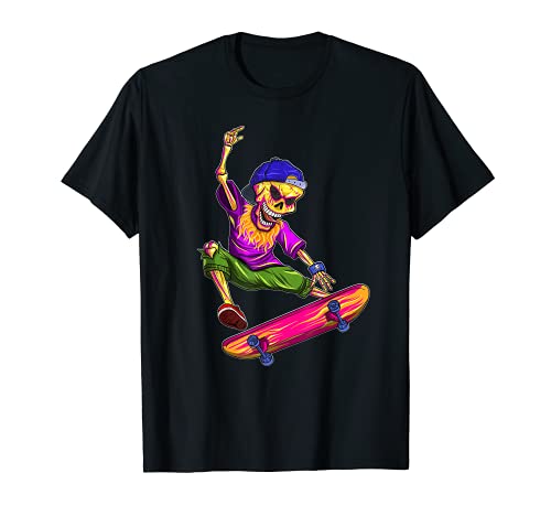 Skateboard Skeleton Shirt Skateboarding Skater Halloween Camiseta