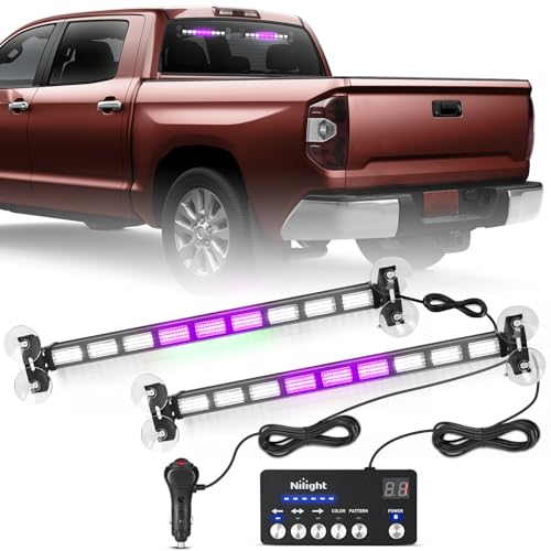 Image of Nilight 162 LED Traffic Advisor Strobe Light Bar w /Controller Purple White | 2 in 1 Emergency Warning Hazard Lights 4 Switchable Color 36 Flash Pattern for Trucks Cars Tow Plow Construction Vehicles