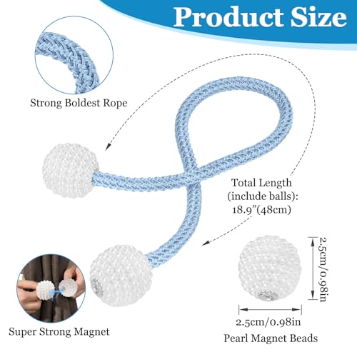 Image of 2Pack Magnetic Curtain Tiebacks, Curtain Tiebacks Buckles Holdbacks Holder Hooks Clip,Decorative Drape Handmade Curtain Tie Back(Turquoise)