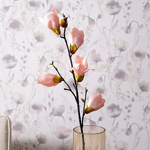 Image of PURE HOME + LIVING Pink Magnolia Faux Flower Stem Artificial Magnolia Long Stem for Vase,Artificial Flowers for Decoration,Perfect for Home Decor,Party Wedding & Restaurant,(Height-103 CM) Pack of 1