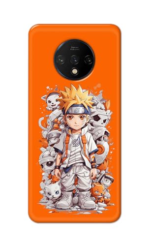 Image of Plastic Printfidaa Printed Hard Back Cover Case For Oneplus 7T Back Cover (Famous Anime Cartoon Character) -112, Orange