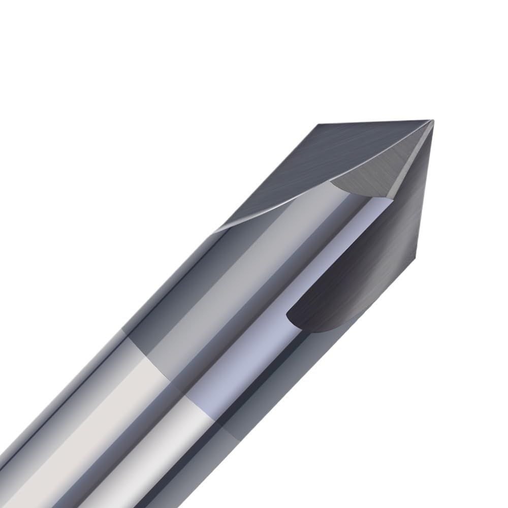Fresa de extremo de chaflán de carburo de 3 flautas, broca de ranura en V de 60/90/120 grados, fresa HRC50 for grabado y desbarbado CNC.(12xD12x90degrees)