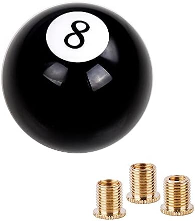 muge racing Universal Shift Knob 2.24" Resin Gear Shift Knobs Black 8 Ball Fit for Manual/Automatic Car with 3 Adapters