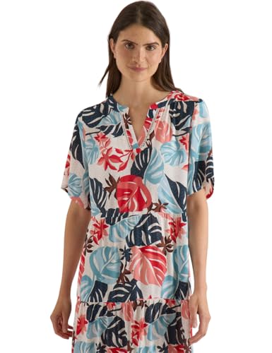 Robe midi imprimée Cecil avec encolure fendue style fluide pour femme