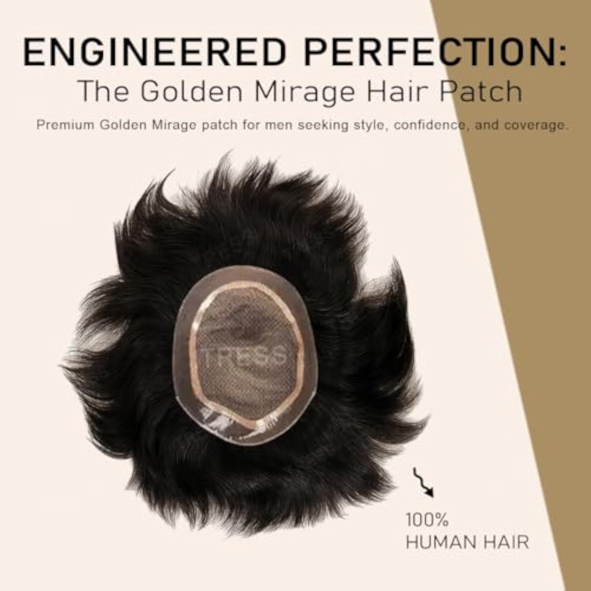 Men's Premium Natural Black Hair Patch, 100% Human Hair