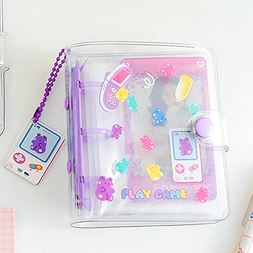 runrayay Mini álbum de Fotos de Oso púrpura, Libro de colección de Tarjetas fotográficas de 3 Pulgadas, Libro de Almacenamiento de imágenes Transparentes para la cámara Kawaii,40 Bolsillos
