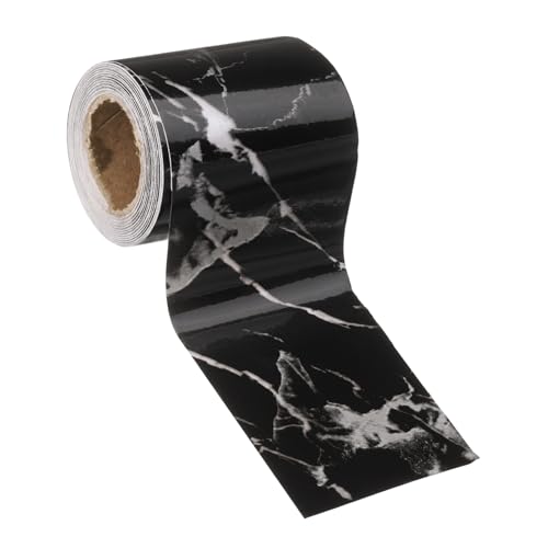 QUARKZMAN Carta Da Parati Effetto Legno Bordo 5cm X 5m PVC Autoadesivo Rivestimento Strutturato Adesivo Impermeabile Carta Da Parati Decorativa Per Pavimento Porta Scrivania Nero Bianco