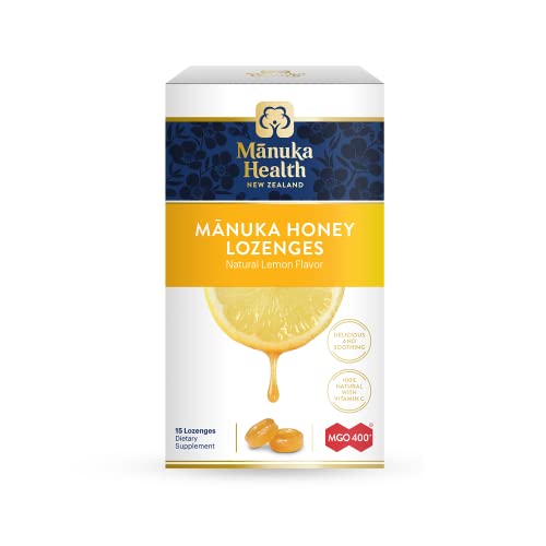 Image of Manuka Health Manuka Honey Cough Drops - 58 Natural Lemon & Ginger Flavored Throat Lozenges Infused with Raw Manuka Honey and Vitamin C for Immune Support (Pack of 3)