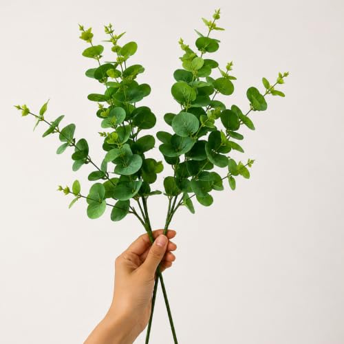 Image of Art Street Green Leaves Eucalyptus Leaf Leaves Stick for Vases or Pot | Ideal for Table Indoor Home Decoration, One Stick with 9 Head |Size 26 Inch (Pack of 2)