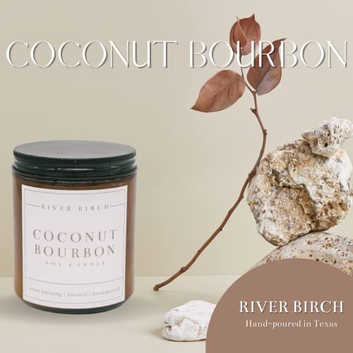 River Birch Candles Coconut Bourbon Scented Candle | Premium, All-Natural, Non-Toxic, Soy Amber Jar Candles | 8.5Oz 40 Hr Burn Time | Cozy Relaxing Gifts For Home #TOP1