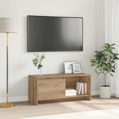Kaloriko Mueble para TV de madera de roble Artisan, 90 x 35 x 40 cm, montado en la pared, con 2 puertas, estantería para sala de estar, moderno centro de entretenimiento