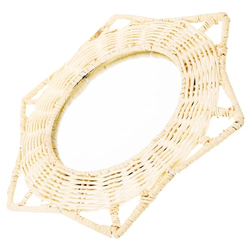 Luxshiny Rattan Woven Wall-Mounted Vanity Mirror Small Decorative Hanging Mirror