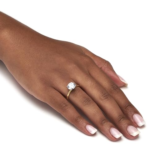 PalmBeach 3 TCW Yellow Gold-Plated Round Cubic Zirconia Solitaire Engagement Ring, Sizes 5-103