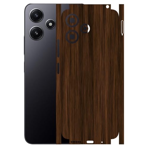 Image of AtOdds - Full Body Back Screen Guard Protector Film - Wooden Textured Lamination Wrap Skin Sticker Compatible with REDMI 12 (5G) | Scratchproof Matte Finish (Design - Dark Wood)