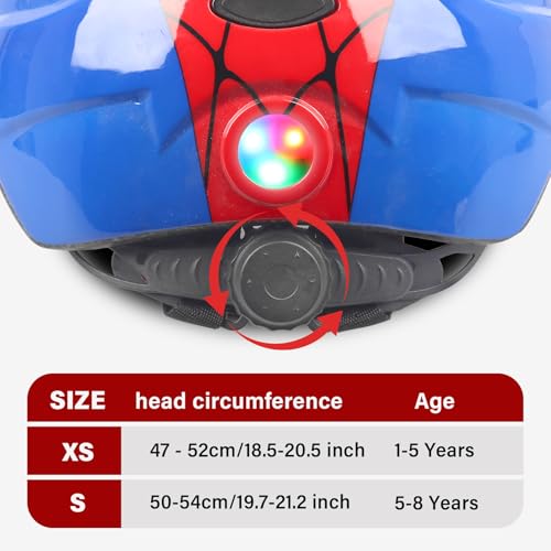Atphfety Kids Toddler Bike Helmet, Adjustable Boys Girl Helmets from Baby to Children(Age 1-8), Multi Sports for Bicycle Skate Scooter with LED Light