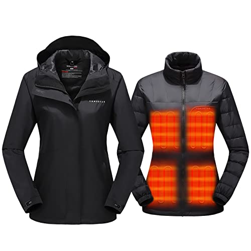 Venustas 3-In-1 Heated Coat For Women, Heated Down Jacket With 7.4V Battery Pack, 5 Heating Zones, 90% Duck Down, Rechargeable Heated Coat For Hiking Hunting Camping #TOP24