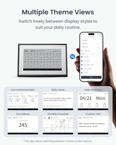 SwitchBot Smart E-Ink Weather Station, 7.5" Wireless Indoor & Outdoor Temperature and Humidity Monitor with Electronic Calendar, Compatible with Google, iCloud, Outlook and More — view 6