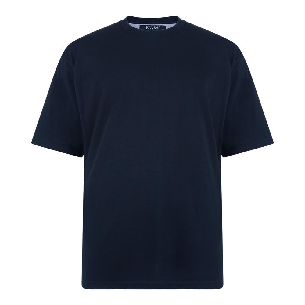 Kam Mens Big Size Pure Cotton/Cotton Rich Plain Tee Shirt in Navy in 4XL