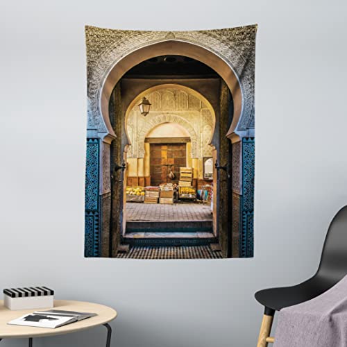 ABAKUHAUS marocain Tapisserie, Motif marocain de, pour Le Salon, 110 x 150 cm, Bleu Beige
