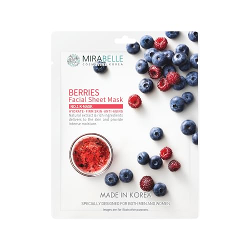MIRABELLE Berries Facial Serum Sheet Mask | Anti-Aging & Revitalizes Skin| (Pack Of 1), 25Ml