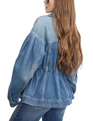 Majdan Women's Denim Jacket Oversized Jean Jacket Casual Fall Outwear Coat3