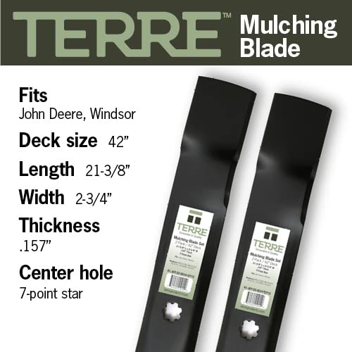 2 Mulching Blades For John Deere 42" Mowers - Fits D100, D110, LA125 & More Models