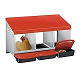 Nido para poner huevos para gallinas, nido de gallina de 3 compartimentos enrollable con orificios de ventilación y bandeja recogedora, crea una zona segura para recoger los huevos, nidos para