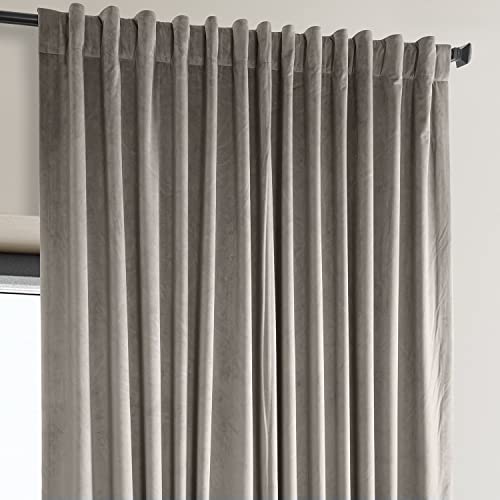 Image of HPD Half Price Drapes Signature Plush Extra Wide Velvet Blackout Curtains for Bedroom (1 Panel), 100W X 108L Hotel Black Out Curtains for Living Room, Thermal Insulated Curtains, Library Taupe