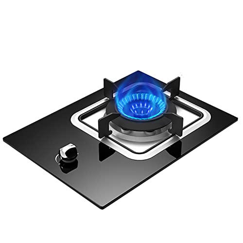 Aouoeeo Placa de Gas, Encimera de Gas, Cocina de Gas de 2 kW con Quemador, Cristal Templado Negro, 1 Zona, empotrada en Cristal.