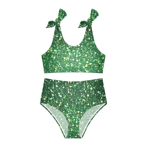 KLL Green Glitter Texture Girl 2 Piece Bikini Set Beach Swimsuits Swimming Suits Adjustable Shoulder Strap3