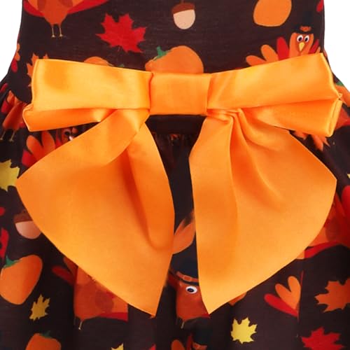 image for PUPTECK Print Dog Dress Pet Apparel for Thanksgiving with Cute Bowtie 