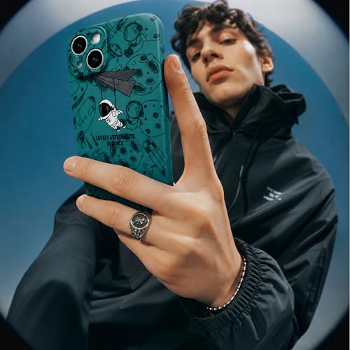 Image of Cosmic Silicone Astronaut Case for iPhone 14 Plus, Cute Soft Touch Designer Protective Cover, AstroShield Shockproof Defense with Matte Anti-Slip Grip | Lunar Mint