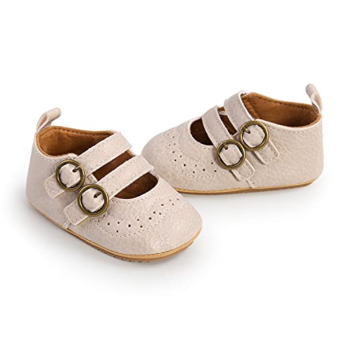 Benhero Baby Girls Shoes Infant Mary Jane Flats Princess Wedding Dress Baby Sneaker Shoes(0-6 Months Infant H/Beige) #TOP4