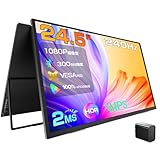 UPERFECT モバイルモニター 24.5インチ モバイルディスプレイ FHD 1920x1080 100%sRGB 240Hz ポータブルモニター 大画面 自立型 ゲーミングモニター IPS液晶パネル 非光沢 HDRモード FreeSync ブルーライト機能 Type-C/MINI HDMI/OTG端子 PS4PS5/XBOX/Switchなど対応 壁掛けに対応 内蔵スピーカー 薄型