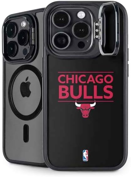 Skinit Kickstand Phone Case Compatible with iPhone 15 Pro Max - Officially Licensed NBA Chicago Bulls Standard - Black Design
