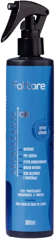 Defrizante Spray Fattore 300ml Termoativado Antifrizz com Proteção Térmica pH 3,5 Brilho e Maciez para Todos os Tipos de Cabelo
