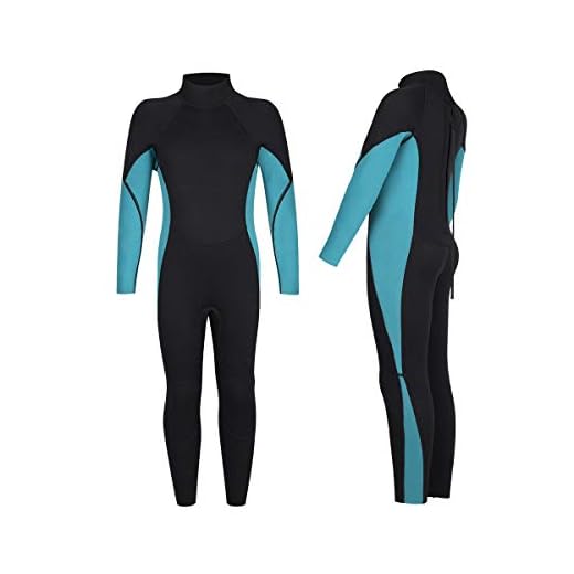 Homruilink Kids Wetsuit, 3mm Neoprene Wetsuit Unisex Full Suit Long Sleeve Swimsuit UV Protection with Back Zip for Diving,Swimming,Surfing,Snorkeling (Blue Black, 10)